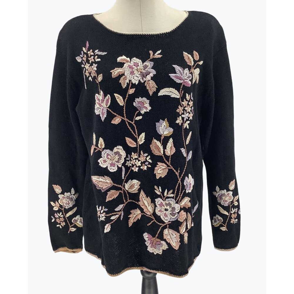 Vintage Worthington Sweater Women's Size Large Floral